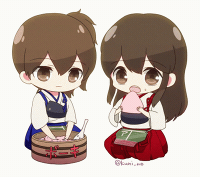A Drawing Of Two Anime Characters With The Name Kuni-No On The Bottom Left GIF