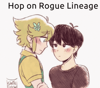 A Drawing Of Two Anime Characters With The Words Hop On Rogue Lineage GIF