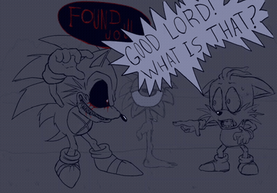 A Drawing Of Two Cartoon Characters Talking To Each Other With A Speech Bubble That Says " Good Lord What Is That " GIF