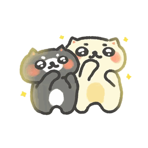 A Drawing Of Two Cats Hugging Each Other With A Yellow Star In The Background Sticker