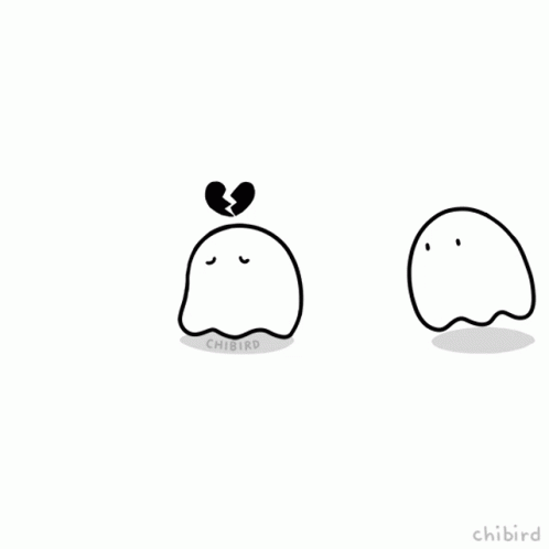 A Drawing Of Two Ghosts With The Words " Have A Hug Just In Case You Need One " Below Them GIF