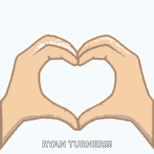 A Drawing Of Two Hands Making A Heart Shape With The Name Ryan Turner Below Them GIF