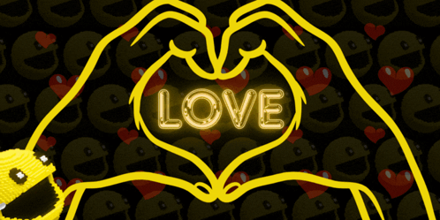 A Drawing Of Two Hands Making A Heart With The Word Love In The Middle GIF