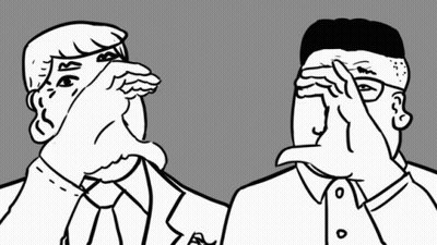 A Drawing Of Two Men Making A Heart With Their Hands GIF
