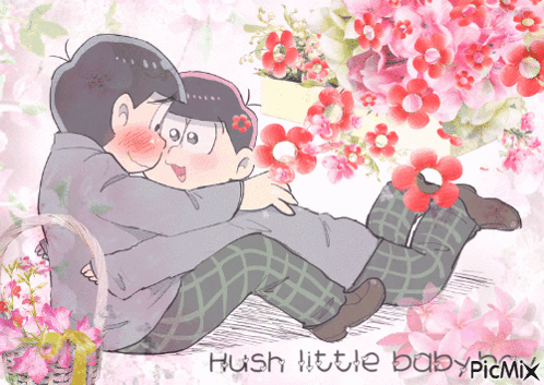 A Drawing Of Two People Hugging With The Words Hush Little Baby Picmix GIF