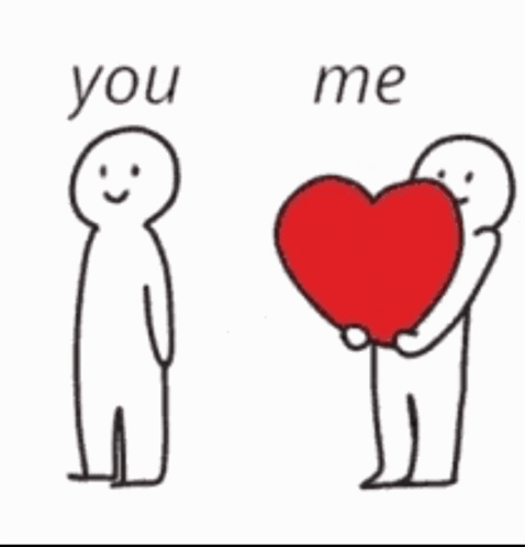 A Drawing Of Two People Standing Next To Each Other With The Words You And Me Written On The Bottom GIF