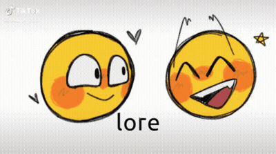 A Drawing Of Two Smiley Faces With The Word Lore On The Bottom Right GIF
