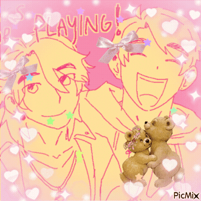 A Drawing Of Two Teddy Bears With The Word Playing Written On The Top GIF