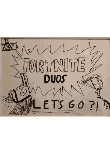 A Drawing On A White Board That Says Fortnite Sticker