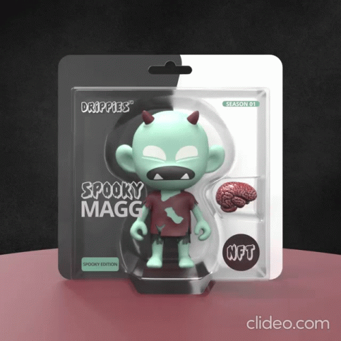 A Drippies Spooky Magg Toy With A Brain Inside GIF