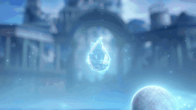 A Drop Of Water Is Floating In The Air With A Castle In The Background GIF