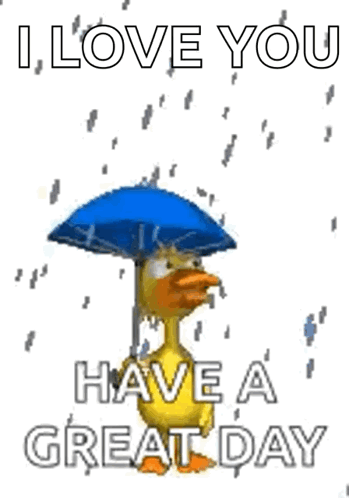 A Duck Is Holding An Umbrella In The Rain And Saying `` I Love You `` . GIF