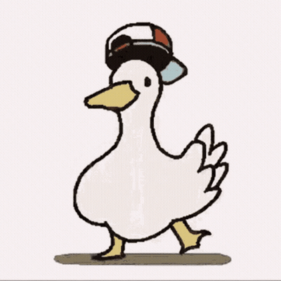 A Duck Wearing A Baseball Cap Is Walking GIF