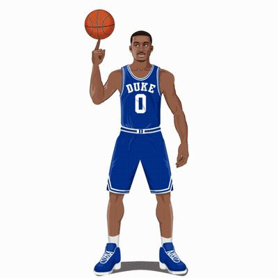 A Duke Basketball Player Holding A Basketball In His Hand GIF
