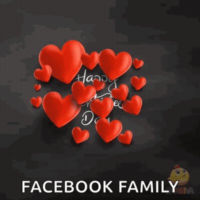 A Facebook Family Valentine 'S Day Card With Red Hearts On A Black Background GIF
