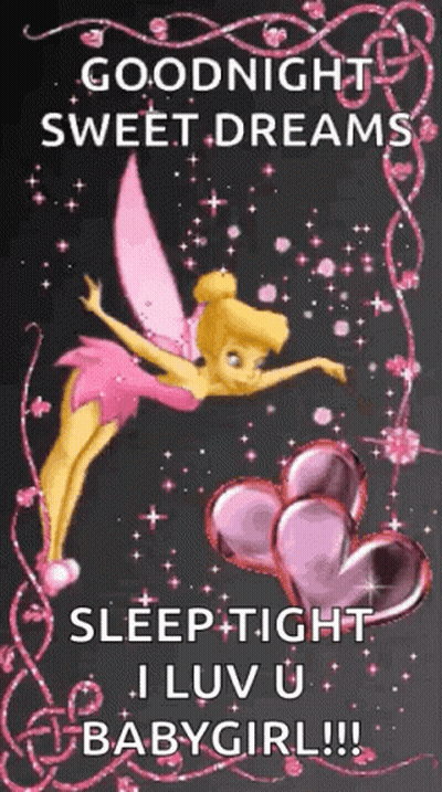 A Fairy Is Flying Over A Bunch Of Hearts And Says Goodnight Sweet Dreams . GIF