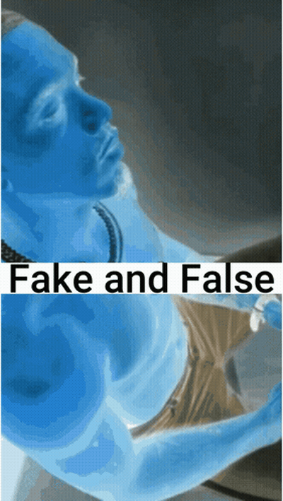 A Fake And False Poster With A Blue Man On It GIF