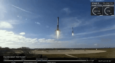 A Falcon Heavy Test Flight Takes Place On Stage 2 GIF
