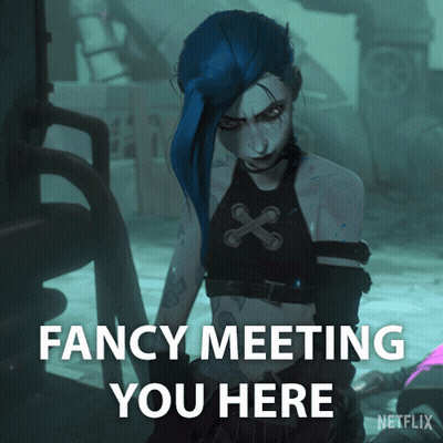 A Fancy Meeting You Here Poster With Jinx From Arcane GIF