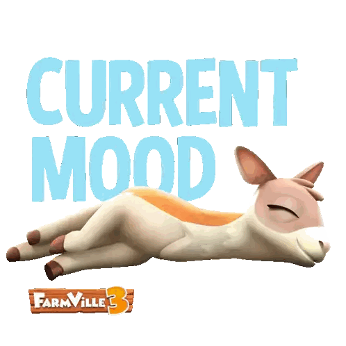 A Farmville 3 Sticker With A Sleeping Donkey And The Words Current Mood Sticker