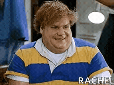 A Fat Man Is Wearing A Blue And Yellow Striped Shirt . GIF