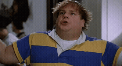 A Fat Man Wearing A Blue And Yellow Striped Shirt GIF