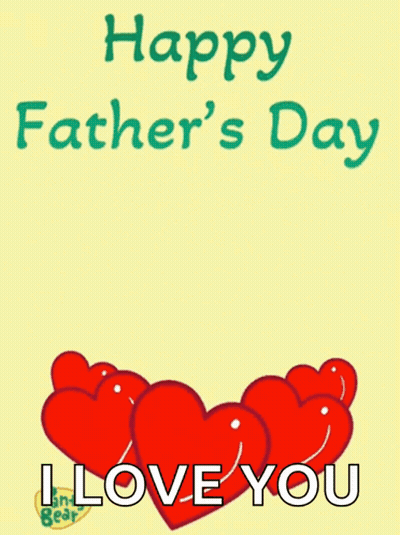 A Father 'S Day Card With A Bear Holding Hearts GIF