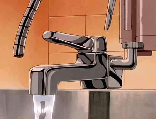 A Faucet With Water Coming Out Of It And A Hose Attached To It GIF
