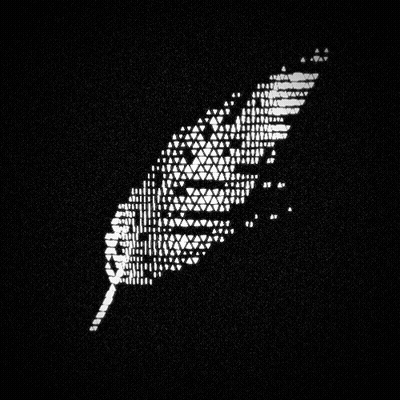 A Feather Made Up Of Triangles Is On A Black Background GIF