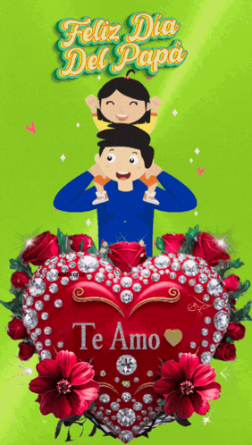 A Feliz Dia Del Papa Greeting Card With A Man Carrying A Little Girl On His Shoulders GIF