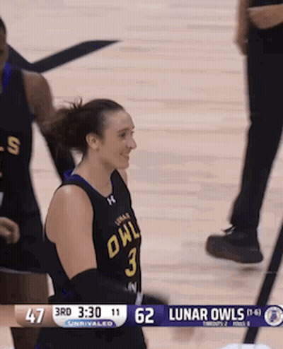 A Female Basketball Player For The Lunar Owls Stands On The Court GIF