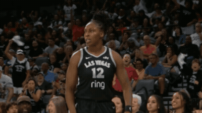 A Female Basketball Player Wearing A Las Vegas Jersey GIF