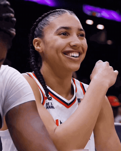 A Female Basketball Player Wears A Jersey That Says Be 1 GIF