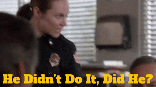 A Female Police Officer Is Talking To A Group Of People With The Words He Did N't Do It Did He GIF