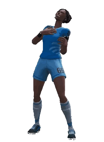 A Female Soccer Player Wearing A Blue Jersey With The Number 69 On It Sticker