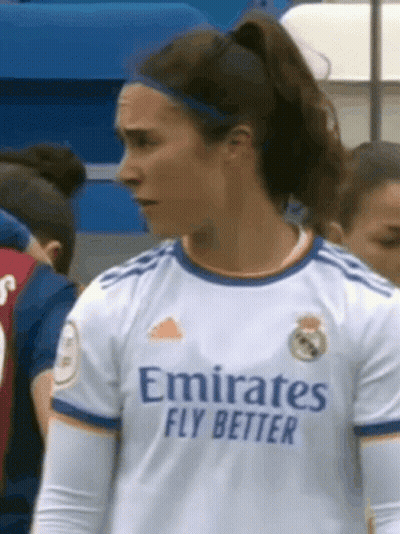 A Female Soccer Player Wearing An Emirates Fly Better Jersey GIF