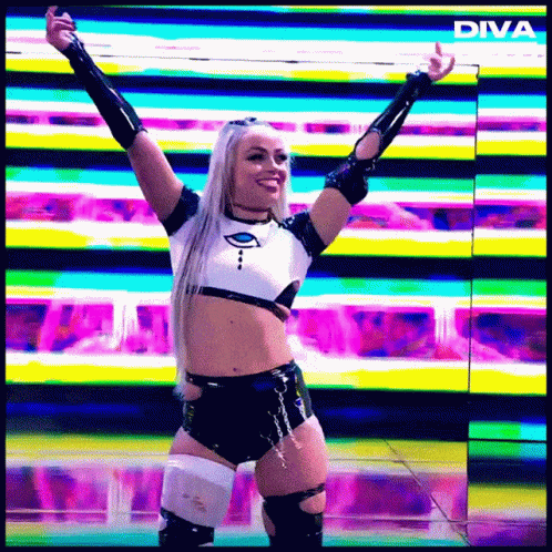 A Female Wrestler With Diva Written On The Bottom Right GIF