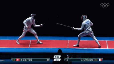 A Fencing Match Between B. Steffen And G. Grumier Is Going On GIF