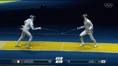 A Fencing Match Between E Garozzo And Jung J. Korea GIF