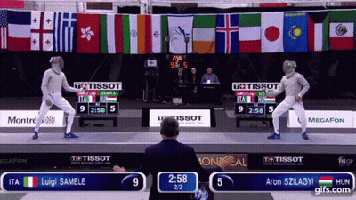 A Fencing Match Between Ita And Luigi Samele Is Being Played GIF