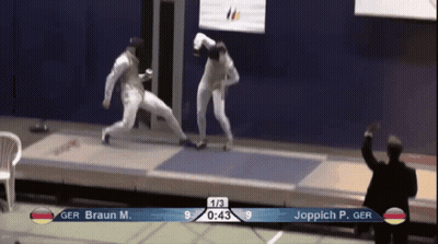 A Fencing Match Between Joppich And Braun GIF
