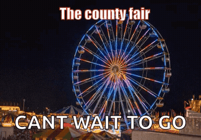 A Ferris Wheel At A Carnival With The Words Cant Wait To Go Below It GIF