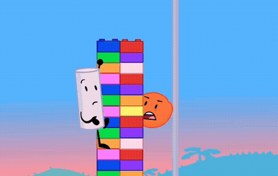 A Ferris Wheel Made Out Of Lego Bricks With A Cartoon Character Standing Next To It GIF