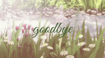 A Field Of Flowers With The Words Goodbye On It GIF