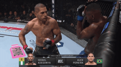 A Fight Between Israel Adesanya And Alex Pereira Is Shown GIF