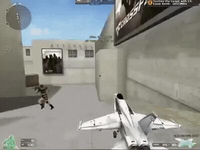 A Fighter Jet Is In A Video Game With A Destroy The Target With C4 GIF