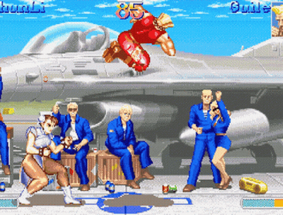 A Fighter Jet Is In The Background Of A Video Game With A Score Of 85 Points GIF