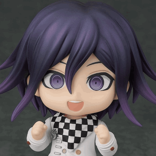A Figurine With Purple Hair And Purple Eyes GIF