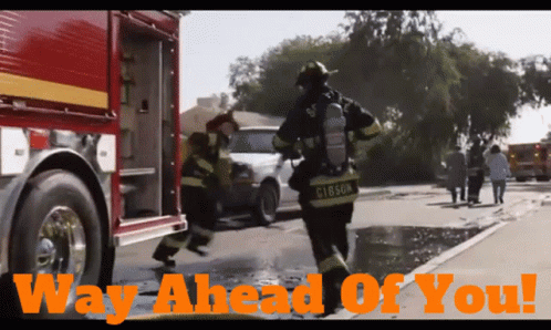 A Firefighter With Gibson Written On His Uniform GIF