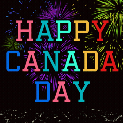 A Fireworks Display Is Behind The Words Happy Canada Day GIF